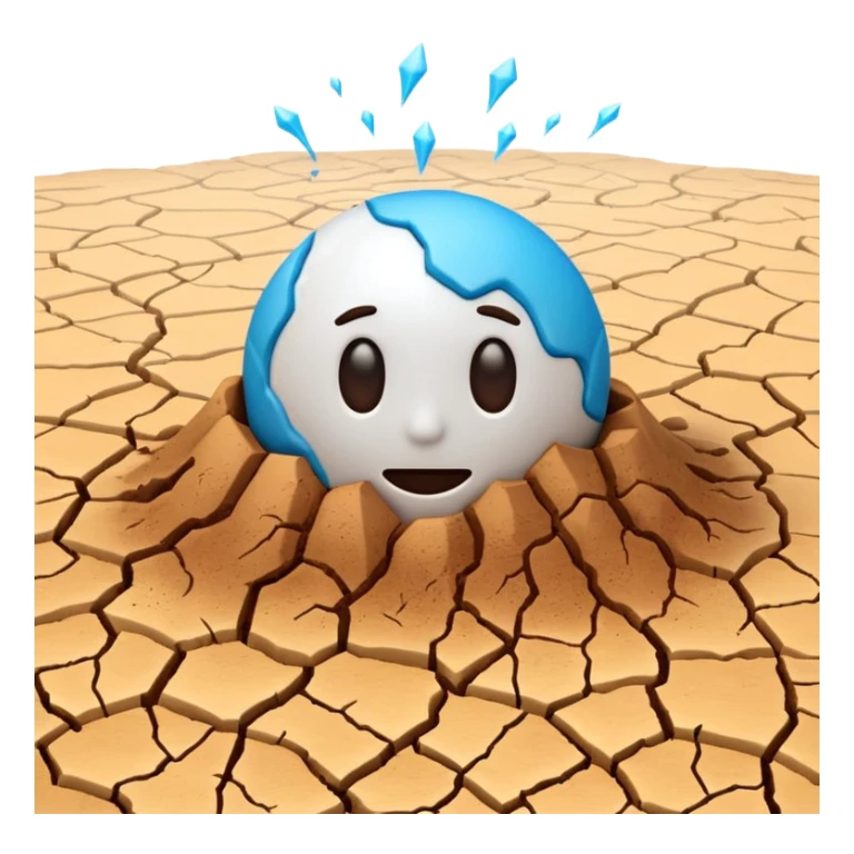 3D render of Drought Crack, miniature weather phenomenon, volumetric particle effects, parched brown earth ground texture, emoji style, isolated on white background --v 6.0. sticker