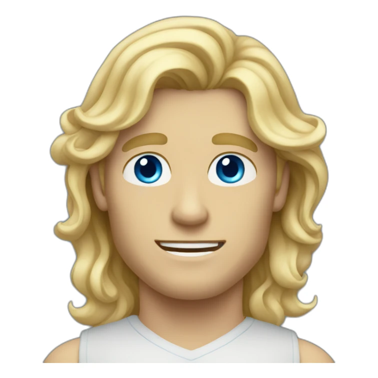 Long blond wavy hair man with blue eyes sticker