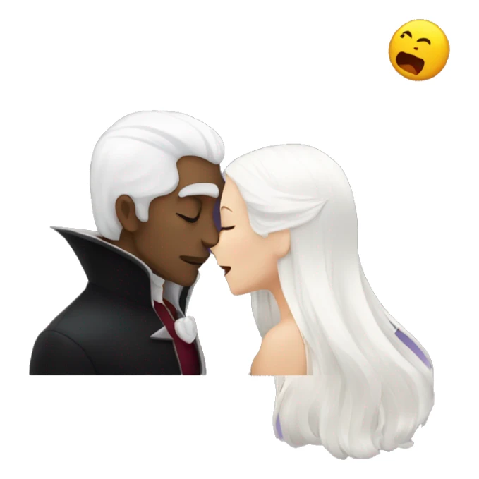 Vampire kissing girl with white hair sticker