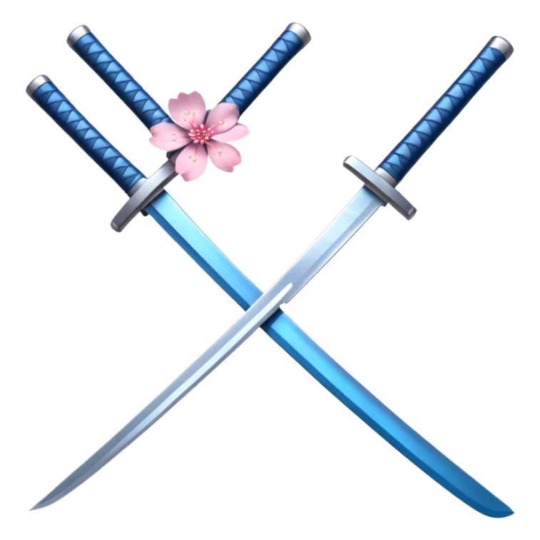 Blue katana with multiple sakura flowers behind it sticker