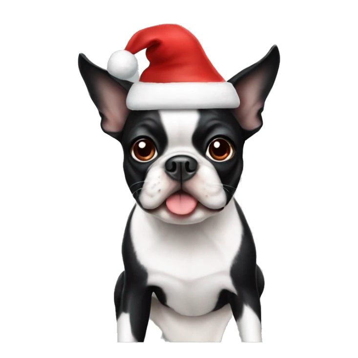 Boston terrier wearing a Santa hat  sticker