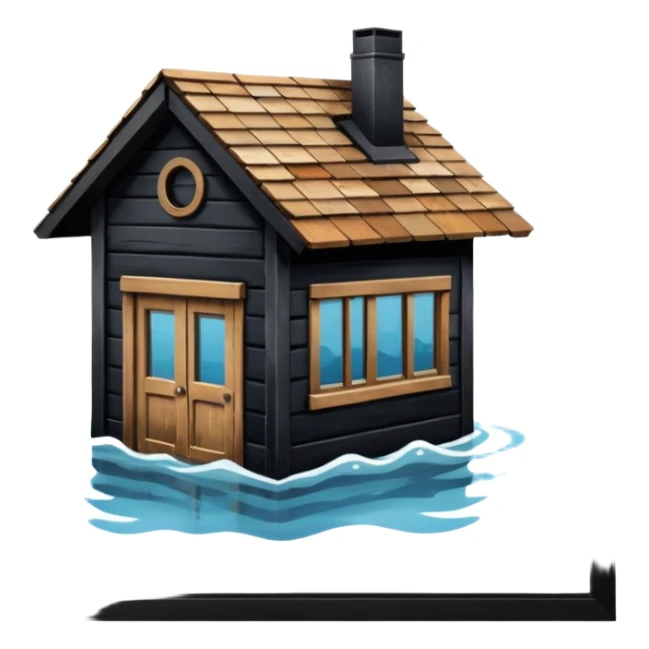 a house covered by water with the roof top only visible   sticker