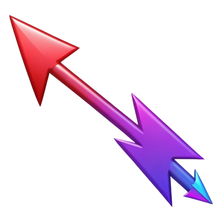 color gradient between red and purple glitter arrow right sticker