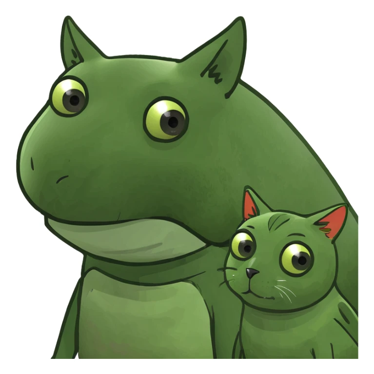 A dog, a cat a parrot in a beetle mixed together sticker