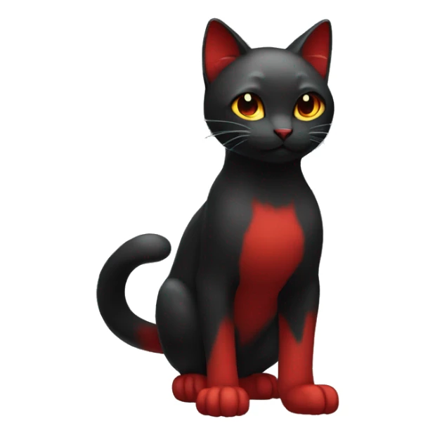 Shiny Black-Red Dark-type-Fakémon-Cat full body sticker
