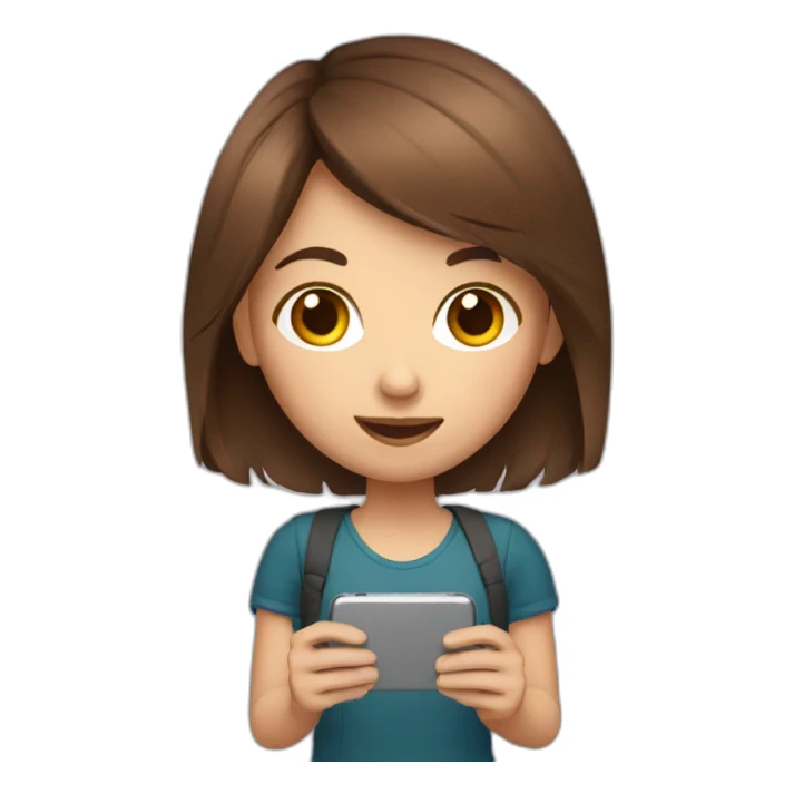 brown hair girl with smartphone sticker