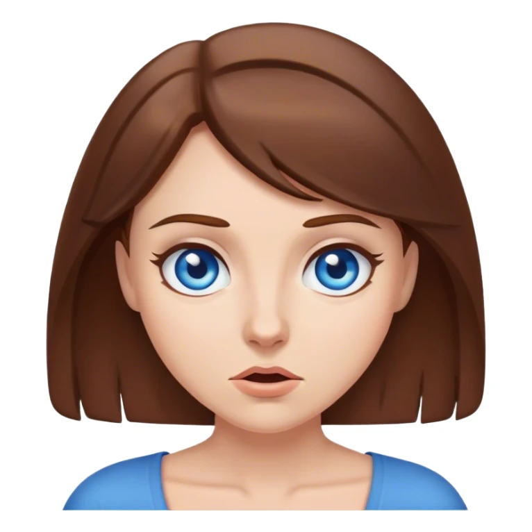 mulher de cabelo castanho e pele clara, e olhos azuis, dando de ombros sticker