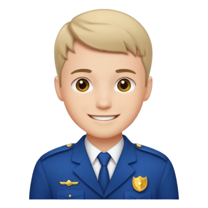 Young Male: short hair, wearing uniform, white skin sticker