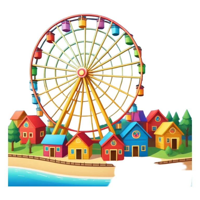 ferris wheel with colorful cabins, festive atmosphere sticker