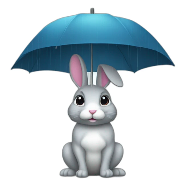 a rabbit under an umbrella  in the rain sticker