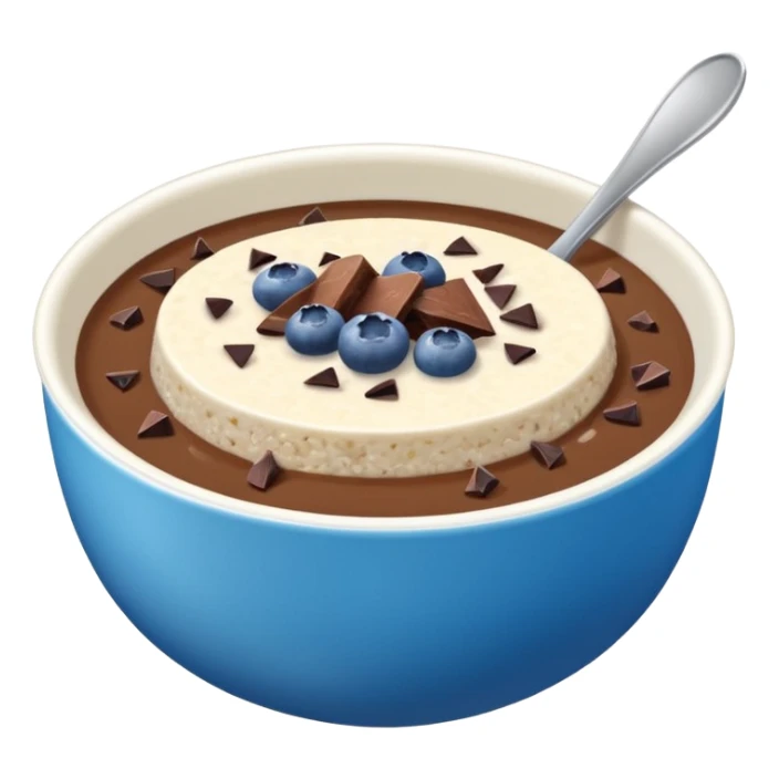 porridge con cioccolato e mirtilli in una ciotola a strisce azzurre e bianche  sticker