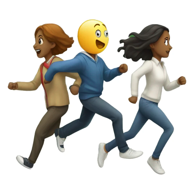 two people chasing eachother whilst playing the schoolyard game tag sticker