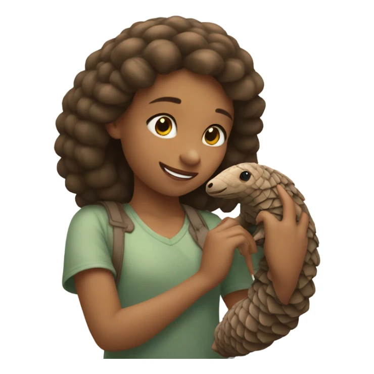 A girl stroking a pangolin  sticker