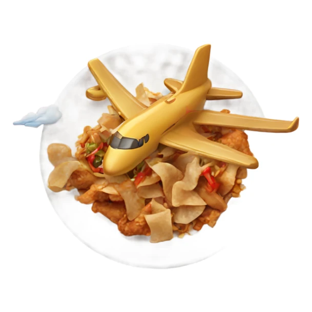 Airplane eating Chinese food sticker