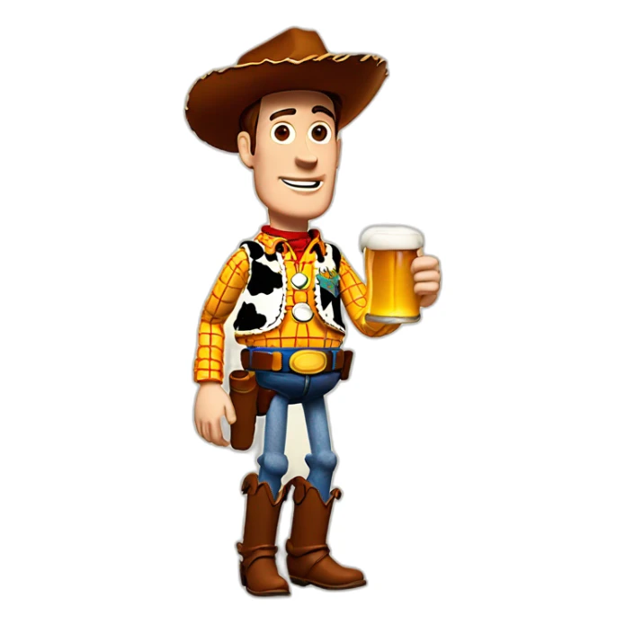 woody toy story holding a beer sticker
