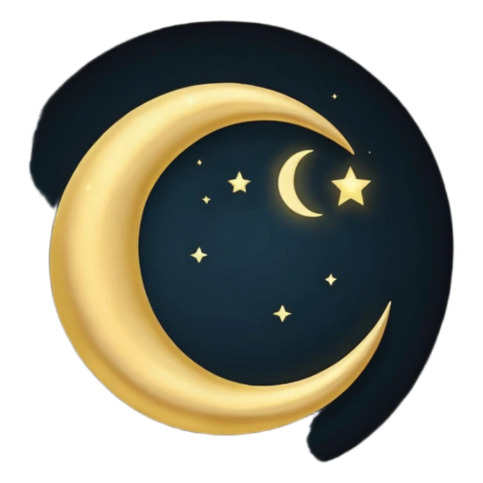 
iOS style emoji, minimal crescent, dark fantasy moon, flat sticker
