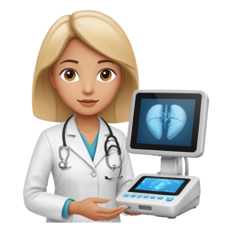 female doctor working an ultrasound machine sticker