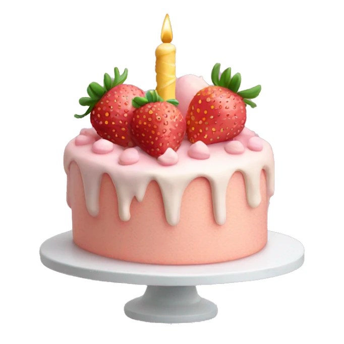 Light Pink strawberries and cream birthday cake  sticker