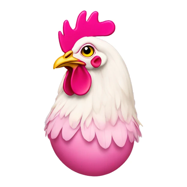 chicken wearing pink drag queen wig and makeup sticker
