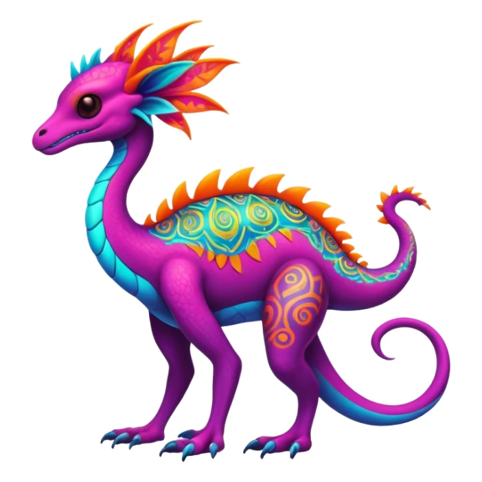 An exotic neon colorful unique bizarre eccentric Fakémon-creature (full body) sticker