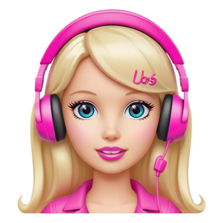 Podcast host Barbie with hot pink headset  sticker