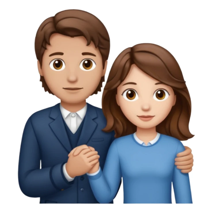 A girl with brown hair and a man with a middle wavy part holding hands sticker