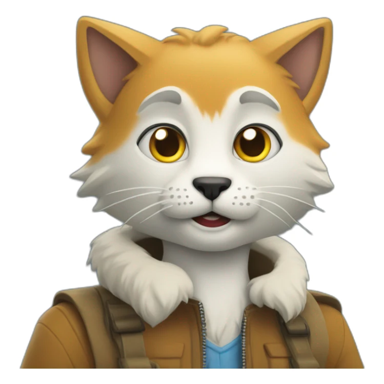 Un chat sur un loup sticker