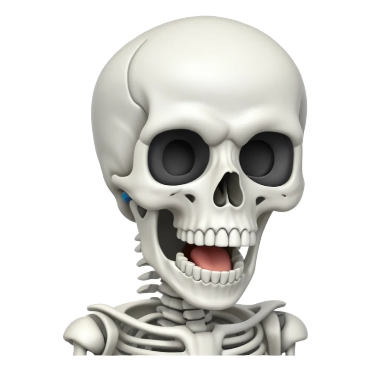 big White Skeleton Rick Astley head screaming with gray lines as the background sticker