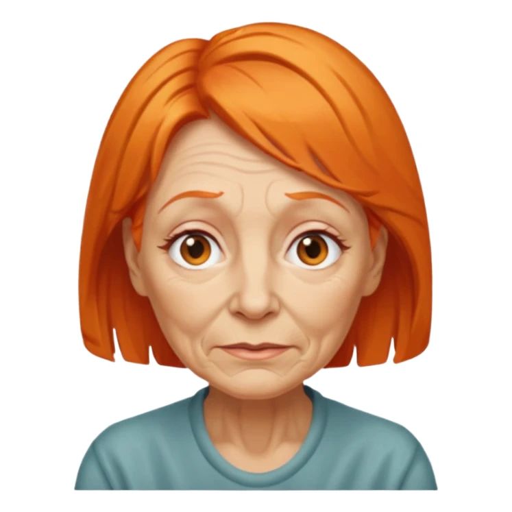 old adult female, orange hair sticker