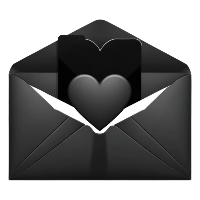 Black envelope with black heart in the middle sticker