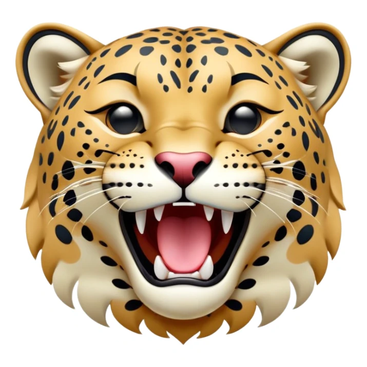 cinematic-realistic-yawning-young jaguar-portrait-emoji,-head-tilted-slightly-with-a-dramatic,-wide-open-yawn,-showcasing-a-lithe,-graceful-build-with-distinctive-rosette-patterns-and-sleepy,-half-closed-eyes,-simplified-yet-irresistibly-adorable, realistic sticker