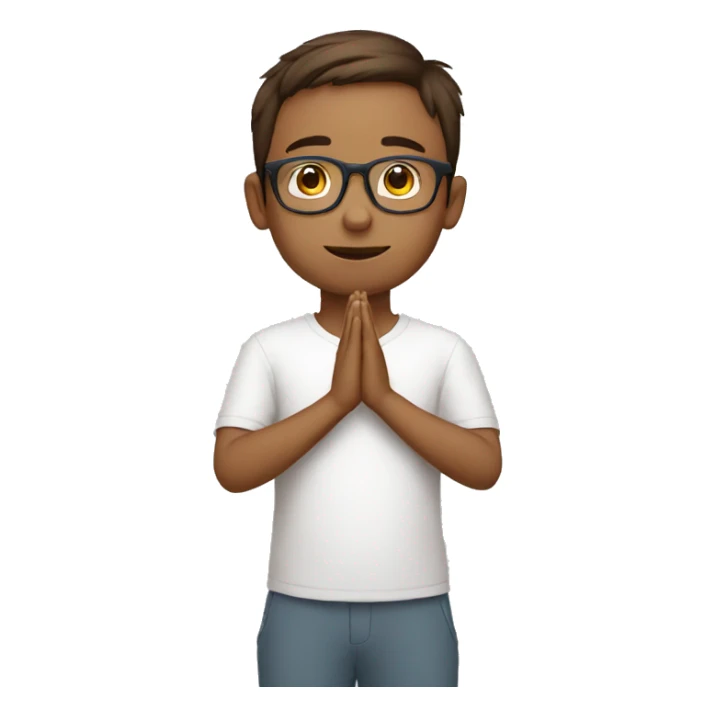 boy doing namaste with wearing specs indian white sticker