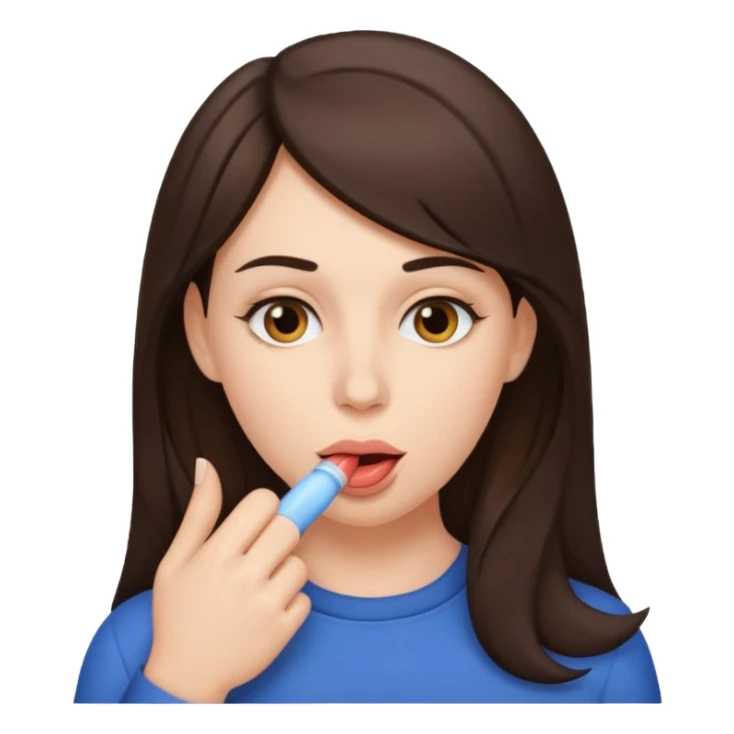 A brunette woman sucking a penis sticker