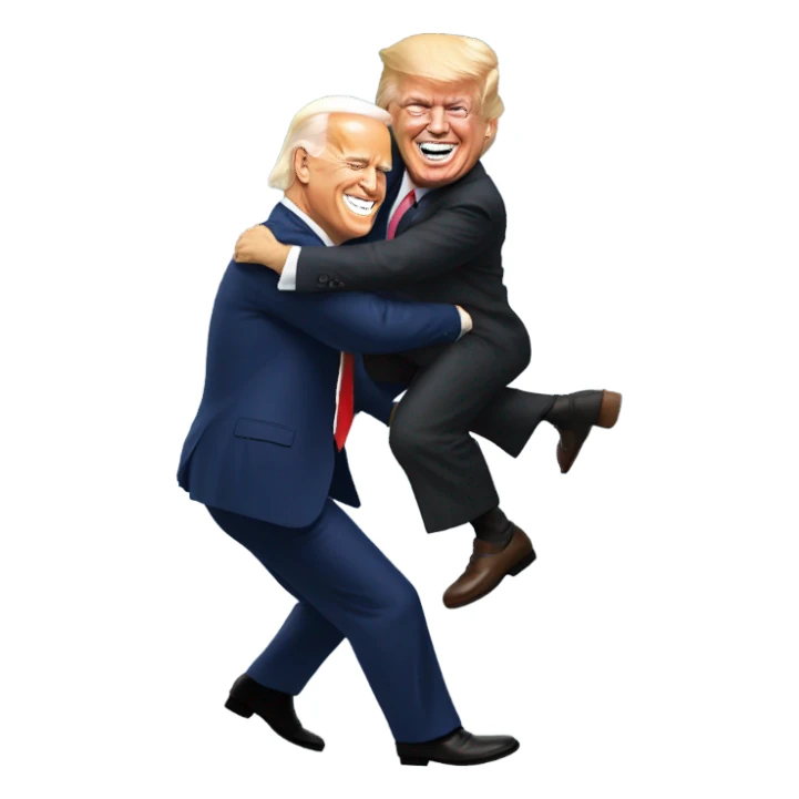 Donald Trump giving Joe Biden a piggyback ride ￼ sticker