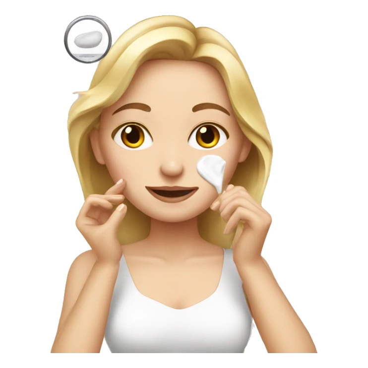 white girl applying cream on face sticker