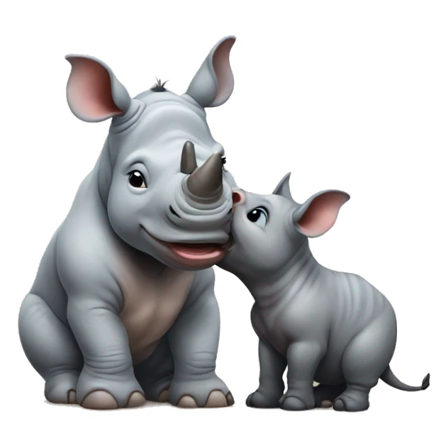 rhino kisses kitten sticker