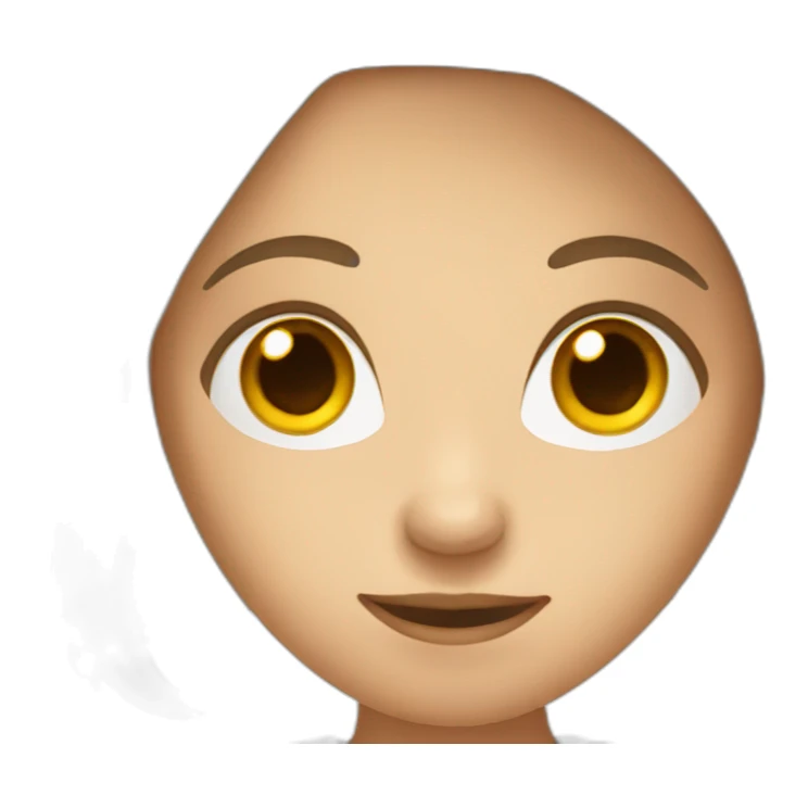 white woman with brown long hair reading sticker