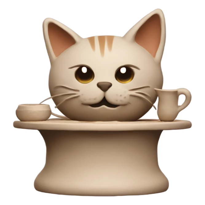 A cat made of clay, on a potters wheel  sticker