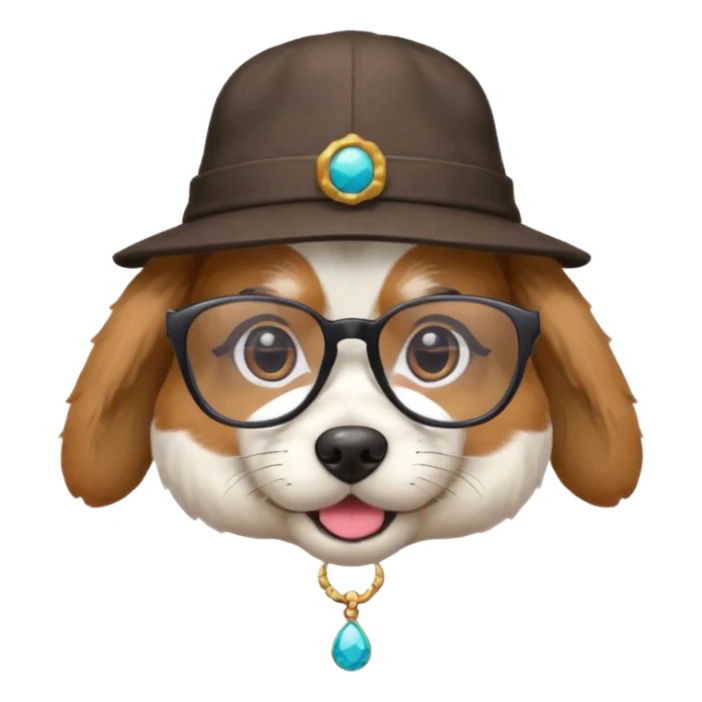 dog wearing a hat and glassess and earrings sticker