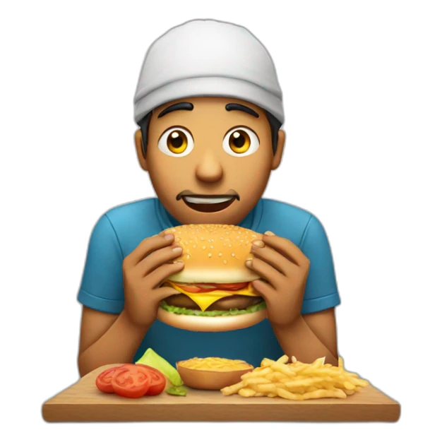 a person from India eating a burger sticker