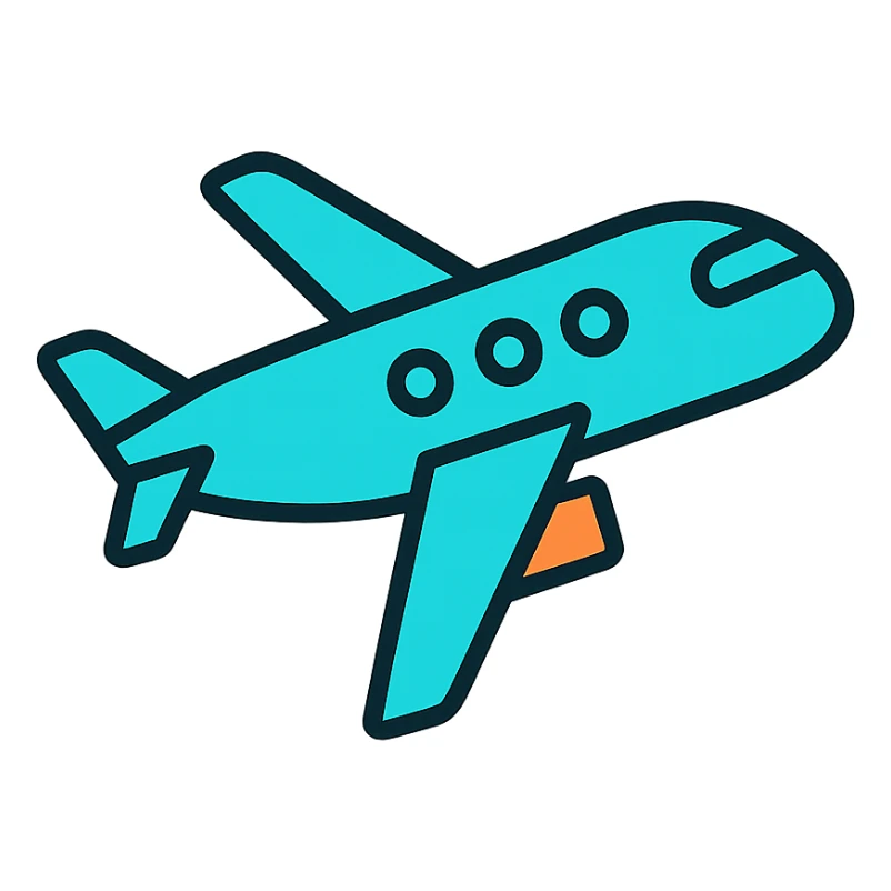 airplane icon, color outline style sticker