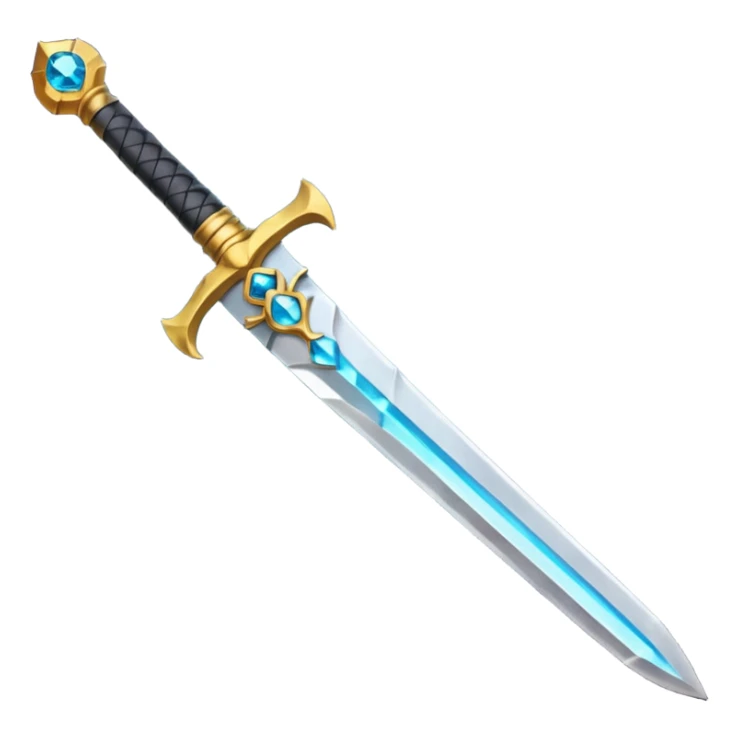 curved-blade sword with a basic, unadorned hilt; the gemstone in the hilt is the only colored element, everything else is neutral, emoji style sticker