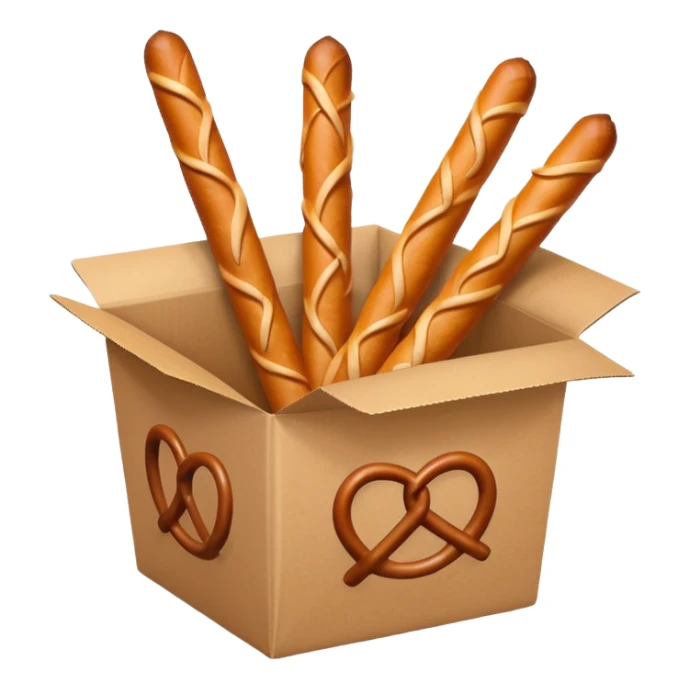Pretzel sticks on food paper box sticker