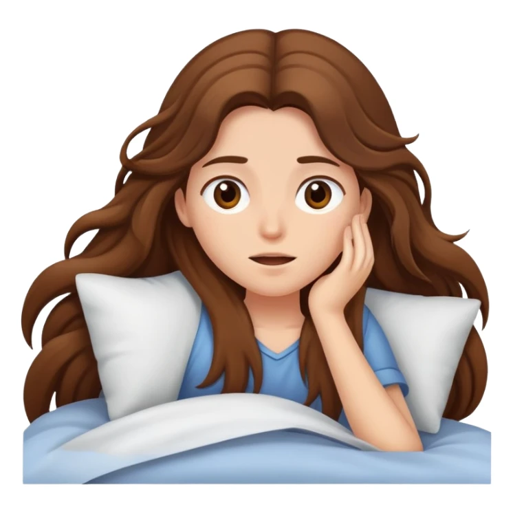 A brown long haired girl waking up  sticker