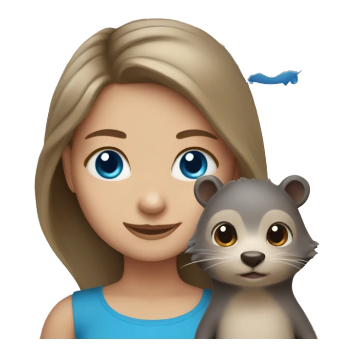 girl with blue eyes and otter and hedgehog sticker