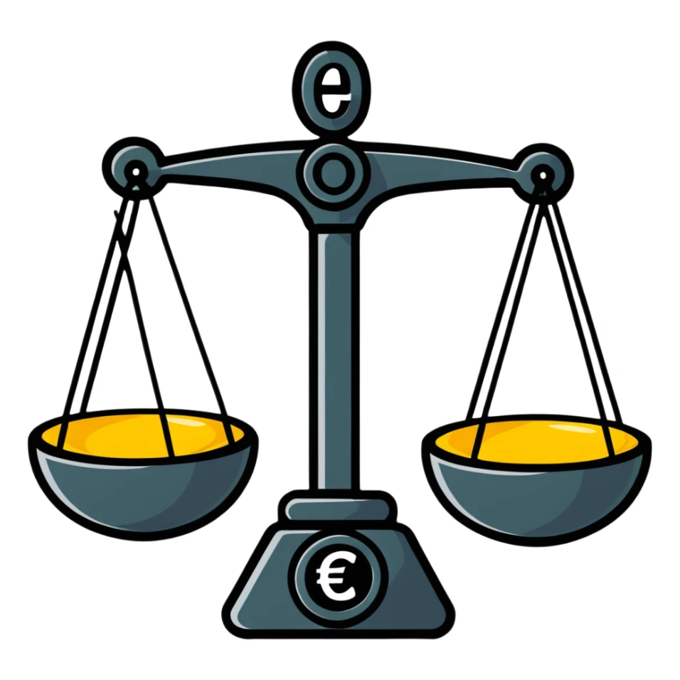 balance scale with euro symbols on the plates sticker