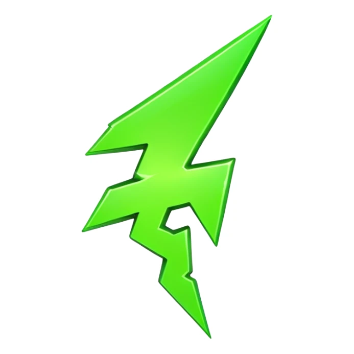 A single neon green lightning bolt emoji, glossy and smooth, vibrant neon green color, high detail, simple and cute design, isolated on white background, centered composition

 sticker