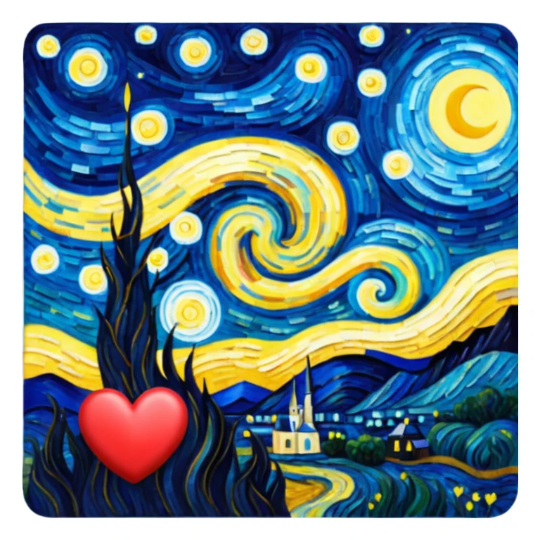 Vangogh starry night heart sticker