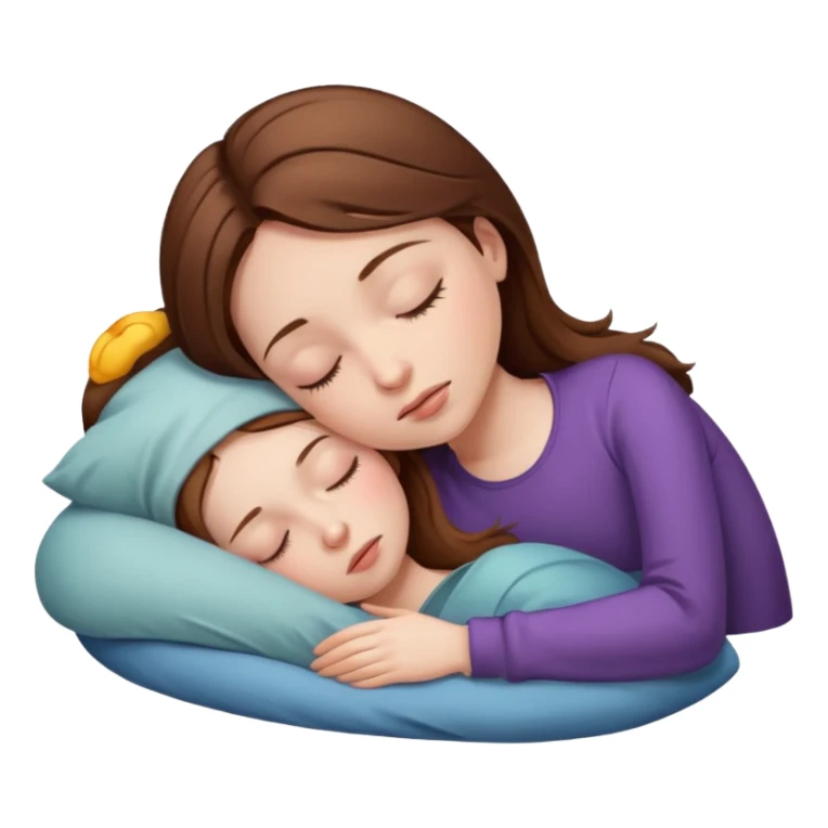 Girl brown hair long sleep  sticker