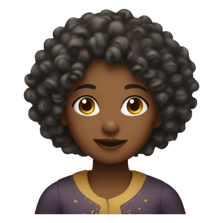 curly girl in a New Year's costume sticker
